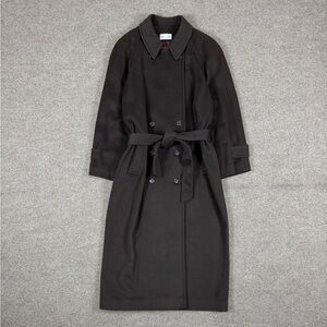 VTG Charles Klein Brown Wool Floor Length Double Breasted Belted Coat Women’s 3X